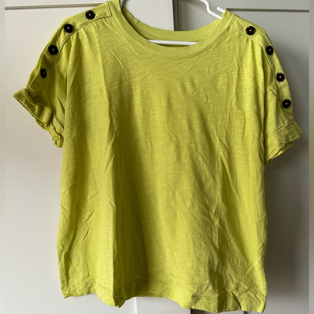 Boxy Short Sleeve Tee with Button Detail, Size M by LOFT